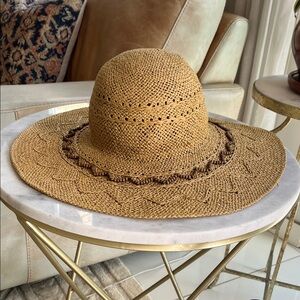 Stylish Tan Woven Hat with beading